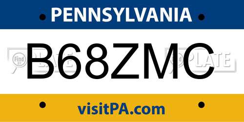 B68ZMC Pennsylvania License Plate