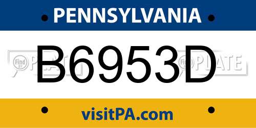 B6953D Pennsylvania License Plate