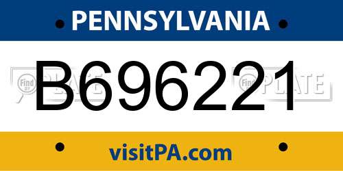B696221 Pennsylvania License Plate