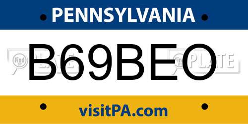 B69BEO Pennsylvania License Plate