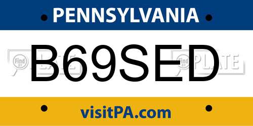 B69SED Pennsylvania License Plate