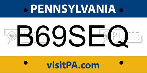 B69SEQ Pennsylvania License Plate