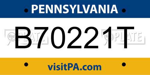 B70221T Pennsylvania License Plate