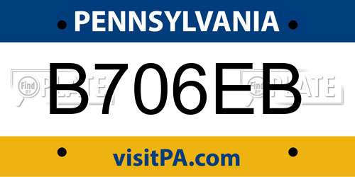 B706EB Pennsylvania License Plate