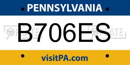 B706ES Pennsylvania License Plate