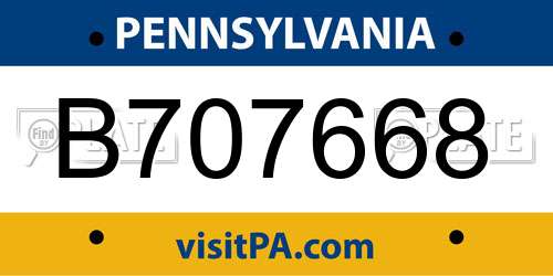B707668 Pennsylvania License Plate
