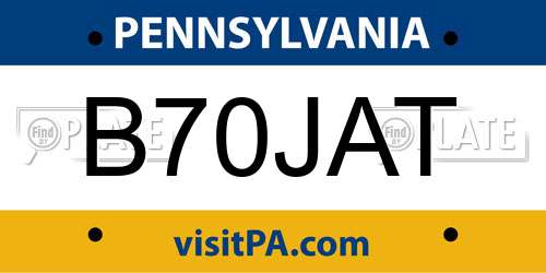 B70JAT Pennsylvania License Plate