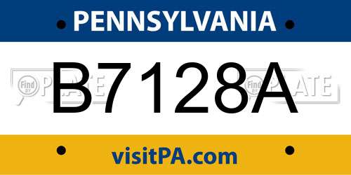 B7128A Pennsylvania License Plate