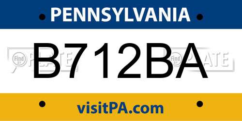 B712BA Pennsylvania License Plate
