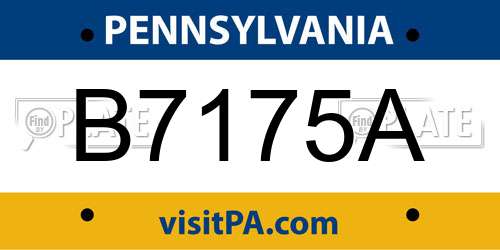 B7175A Pennsylvania License Plate