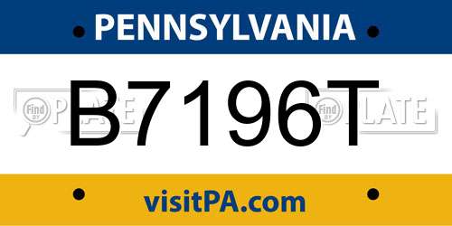 B7196T Pennsylvania License Plate