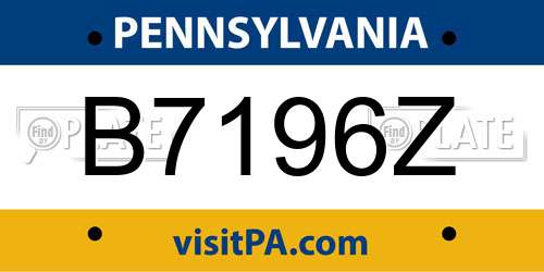B7196Z Pennsylvania License Plate