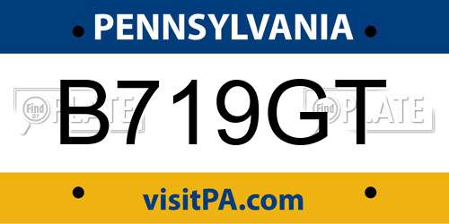 B719GT Pennsylvania License Plate