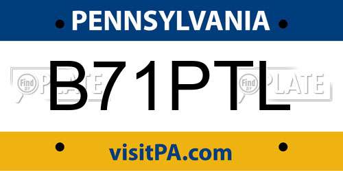 B71PTL Pennsylvania License Plate