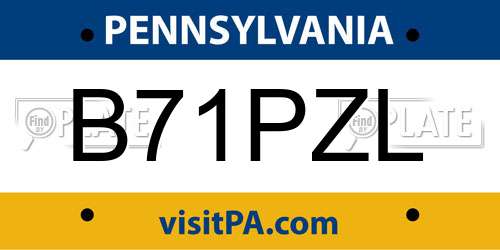 B71PZL Pennsylvania License Plate