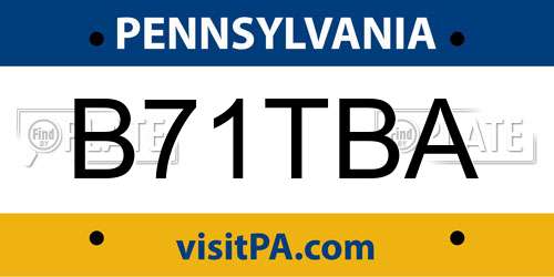 B71TBA Pennsylvania License Plate