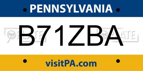 B71ZBA Pennsylvania License Plate