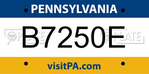 B7250E Pennsylvania License Plate