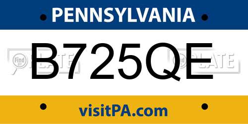B725QE Pennsylvania License Plate