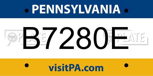 B7280E Pennsylvania License Plate