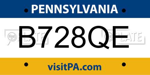 B728QE Pennsylvania License Plate