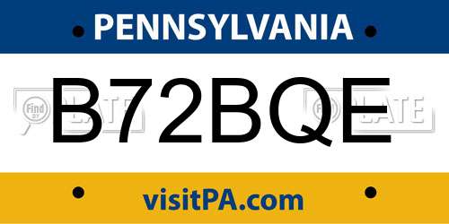 B72BQE Pennsylvania License Plate