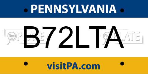 B72LTA Pennsylvania License Plate