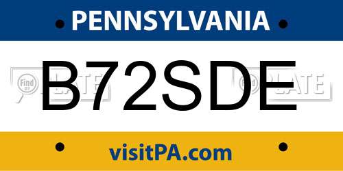 B72SDE Pennsylvania License Plate