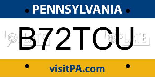 B72TCU Pennsylvania License Plate
