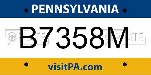 B7358M Pennsylvania License Plate