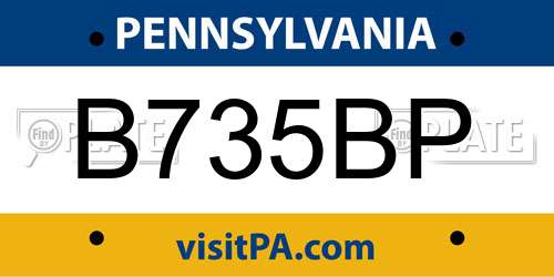 B735BP Pennsylvania License Plate