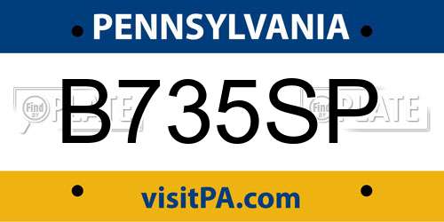 B735SP Pennsylvania License Plate