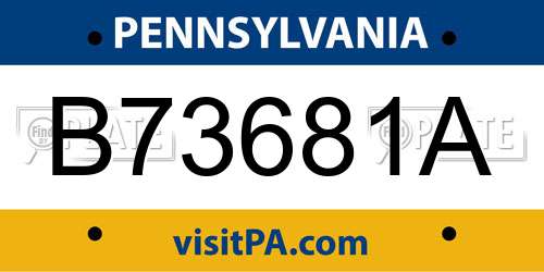B73681A Pennsylvania License Plate