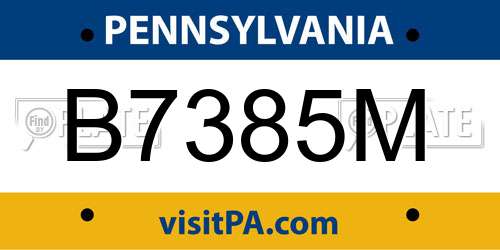 B7385M Pennsylvania License Plate