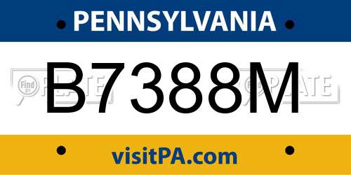 B7388M Pennsylvania License Plate