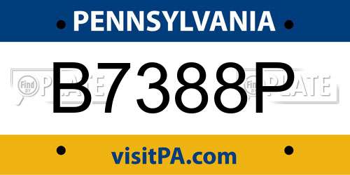 B7388P Pennsylvania License Plate