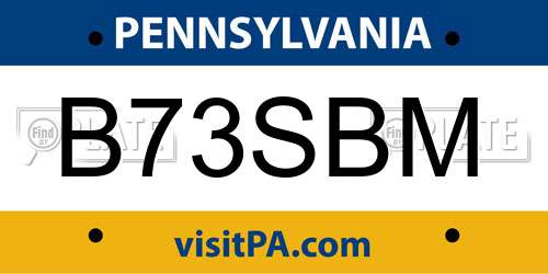 B73SBM Pennsylvania License Plate