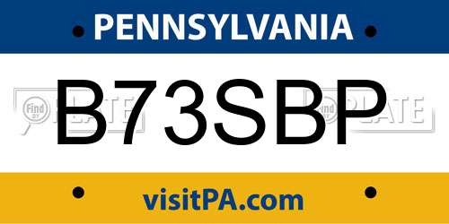 B73SBP Pennsylvania License Plate