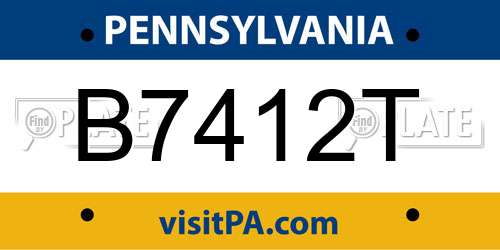 B7412T Pennsylvania License Plate
