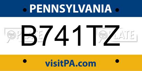 B741TZ Pennsylvania License Plate