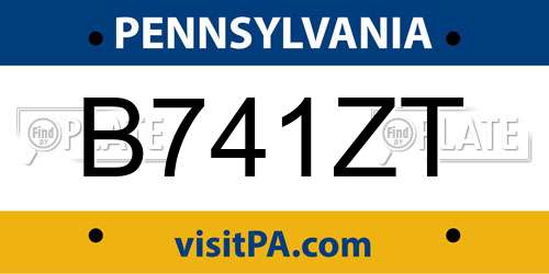 B741ZT Pennsylvania License Plate