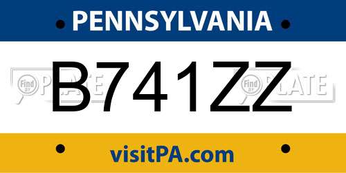 B741ZZ Pennsylvania License Plate