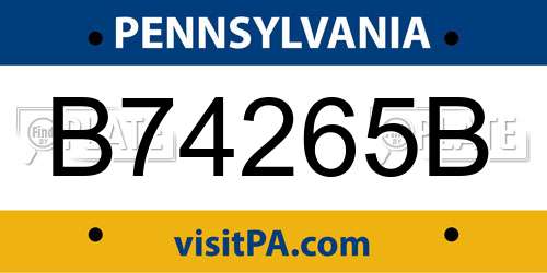 B74265B Pennsylvania License Plate