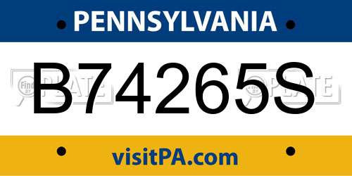 B74265S Pennsylvania License Plate