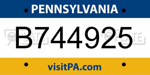 B744925 Pennsylvania License Plate