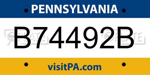 B74492B Pennsylvania License Plate