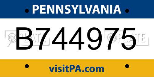 B744975 Pennsylvania License Plate