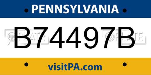 B74497B Pennsylvania License Plate