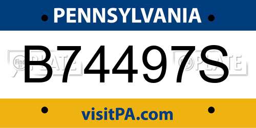 B74497S Pennsylvania License Plate