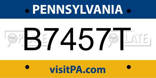 B7457T Pennsylvania License Plate